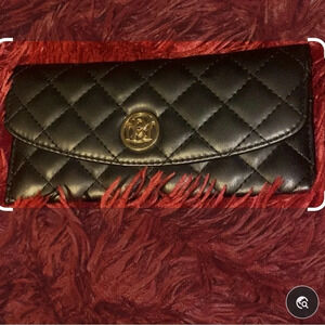 BADGLEY Mischka Studio Quilted Black Vegan Leather  wallet